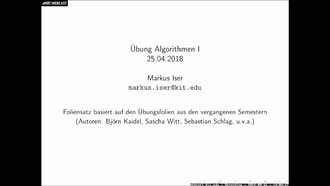 03: Algorithmen 1, Übung, SS 2018, 25.04.2018