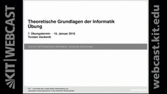 16: Theoretische Grundlagen der Informatik, Übung, WS 2017/18, 16.01.2018