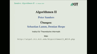 01: Algorithmen II, Vorlesung, WS 2018/19, 15.10.2018