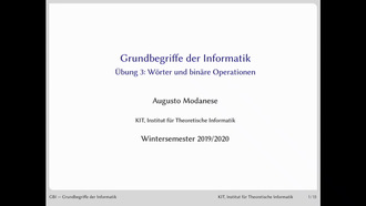05: Grundbegriffe der Informatik, Übung und Vorlesung, WS 2019/20, 30.10.2019