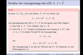 17: Lineare Gleichungssysteme - 05. Struktur der Lösungsmenge inhomogener LGSe - Mathematik 1 für die Fachrichtung Wirtschaftswissenschaften, Vorlesung, WS 2019/20, 04.11.2019