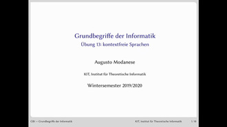 15: Grundbegriffe der Informatik, Übung und Vorlesung, WS 2019/20, 06.12.2019