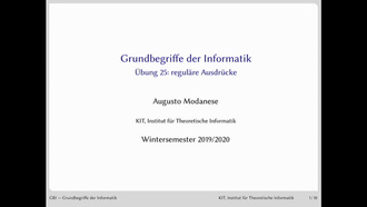 27: Grundbegriffe der Informatik, Übung und Vorlesung, WS 2019/20, 05.02.2020