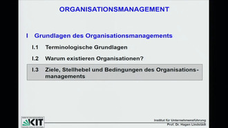I. Grundlagen des Organisationsmanagements, I.3 Ziele, Stellhebel und Bedingungen des Organisationsmanagements