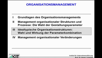 III Idealtypische Organisationsstrukturen: Wahl und Wirkung der Parameterkombination, III.1 Organische vs. Mechanistische Organisation