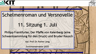 11. "Schelmenroman und Versnovelle" - SoSe 2020. 1.7.2020