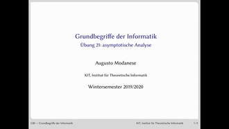 23: Grundbegriffe der Informatik, Übung und Vorlesung, WS 2019/20, 17.01.2020