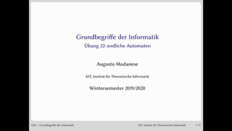 24: Grundbegriffe der Informatik, Übung und Vorlesung, WS 2019/20, 22.01.2020