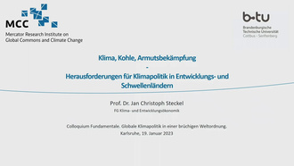 Herausforderungen für Klimapolitik in Entwicklungs- und Schwellenländern (Prof. Dr. Jan Steckel)