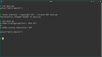 Demo of REUSE: reuse annotate (comment header)