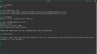 Demo of REUSE: reuse download (all missing licenses)