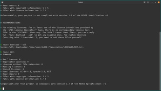 Demo of REUSE: reuse lint (CLI)