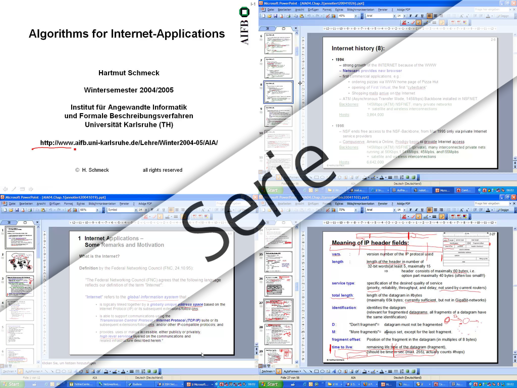 Algorithms for internet applications, WS 2004/2005, Vorlesungen
