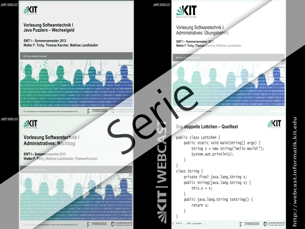Softwaretechnik I, SS 2013, Vorlesungen