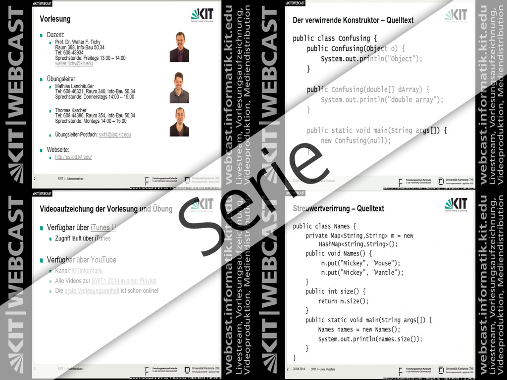 Softwaretechnik I, SS 2014, Vorlesungen