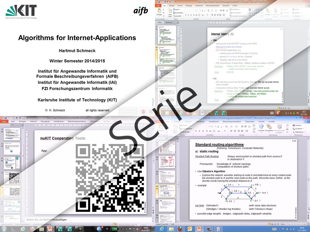 Algorithms for internet applications, WS 2014/2015, Vorlesungen
